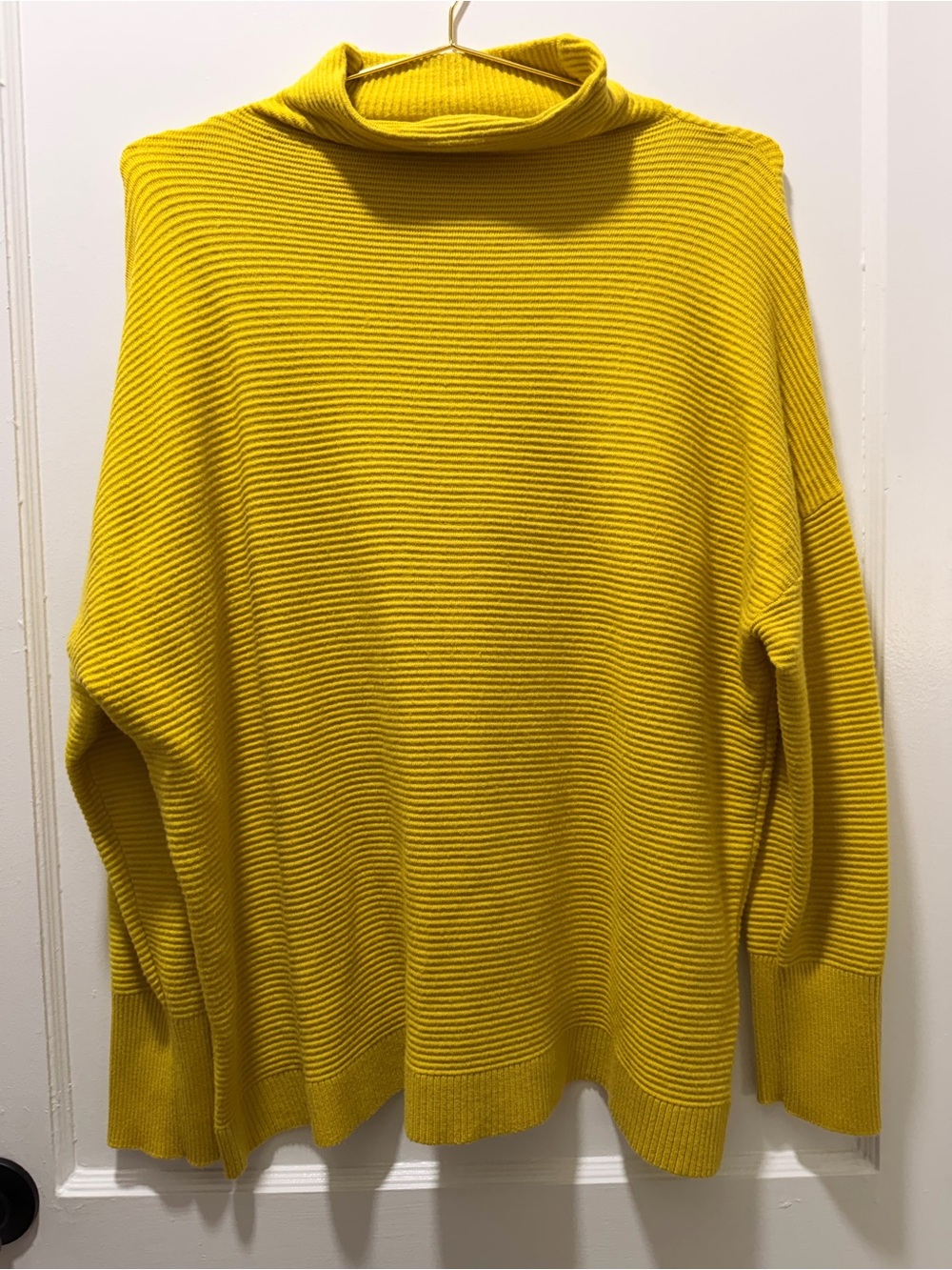 Chelsea & Theodore Mustard Ribbed Turtleneck Sweater